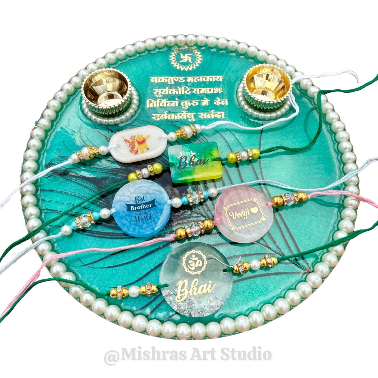 Resin Rakhi - pooja Tahli Combo