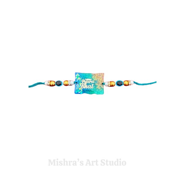 Elegant Ocean Blue Resin Rakhi