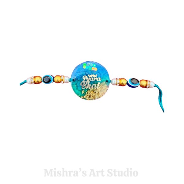 Elegant Ocean Blue Resin Rakhi - Pyara bhai